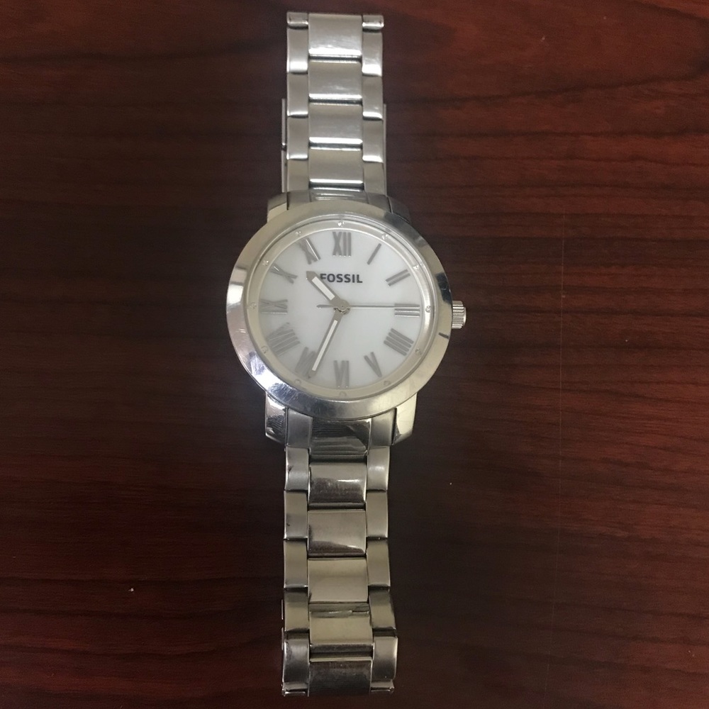 Silver Fossil Watch